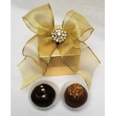 Metallic Gold Color Cube with 2 handmade truffles